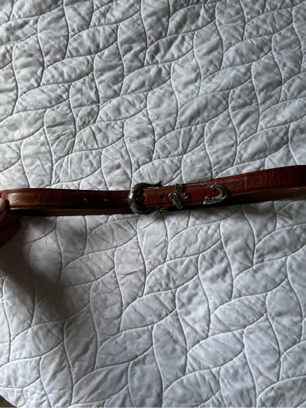 Brighton Brown Leather Belt with Silver Western Buckle